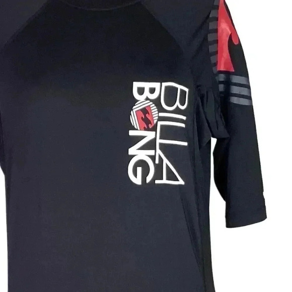 BillABong Sunshield Mens L Rash Guard Shirt Top Black UPF-50 UV/UVB Protection - Picture 3 of 9